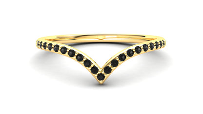 9ct Gold Heather Stack Ring - Black Stones