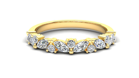 9ct Gold Violet Stack Ring - Black Stones