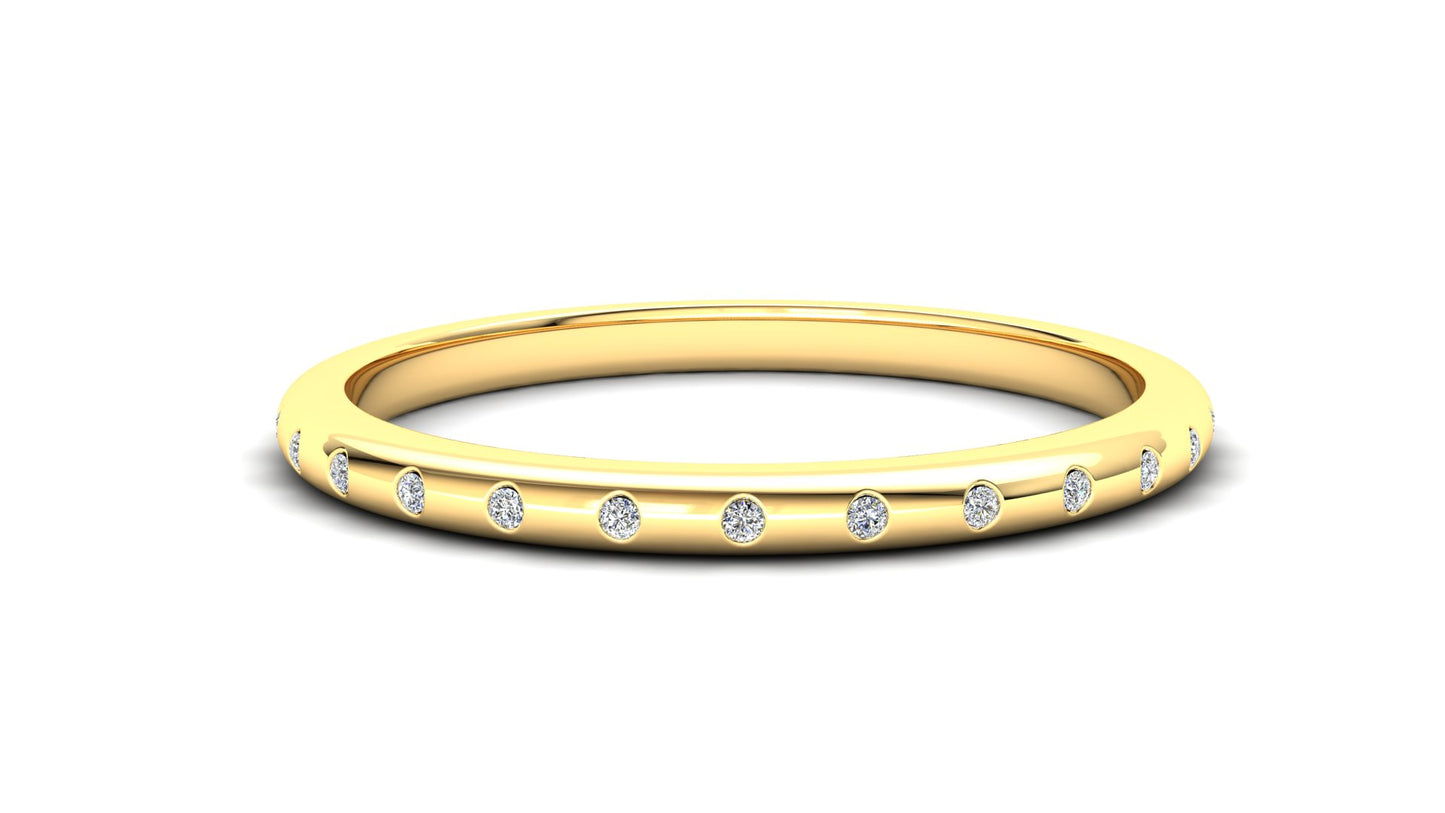 9ct Gold Wisteria Stack Ring - White Stones