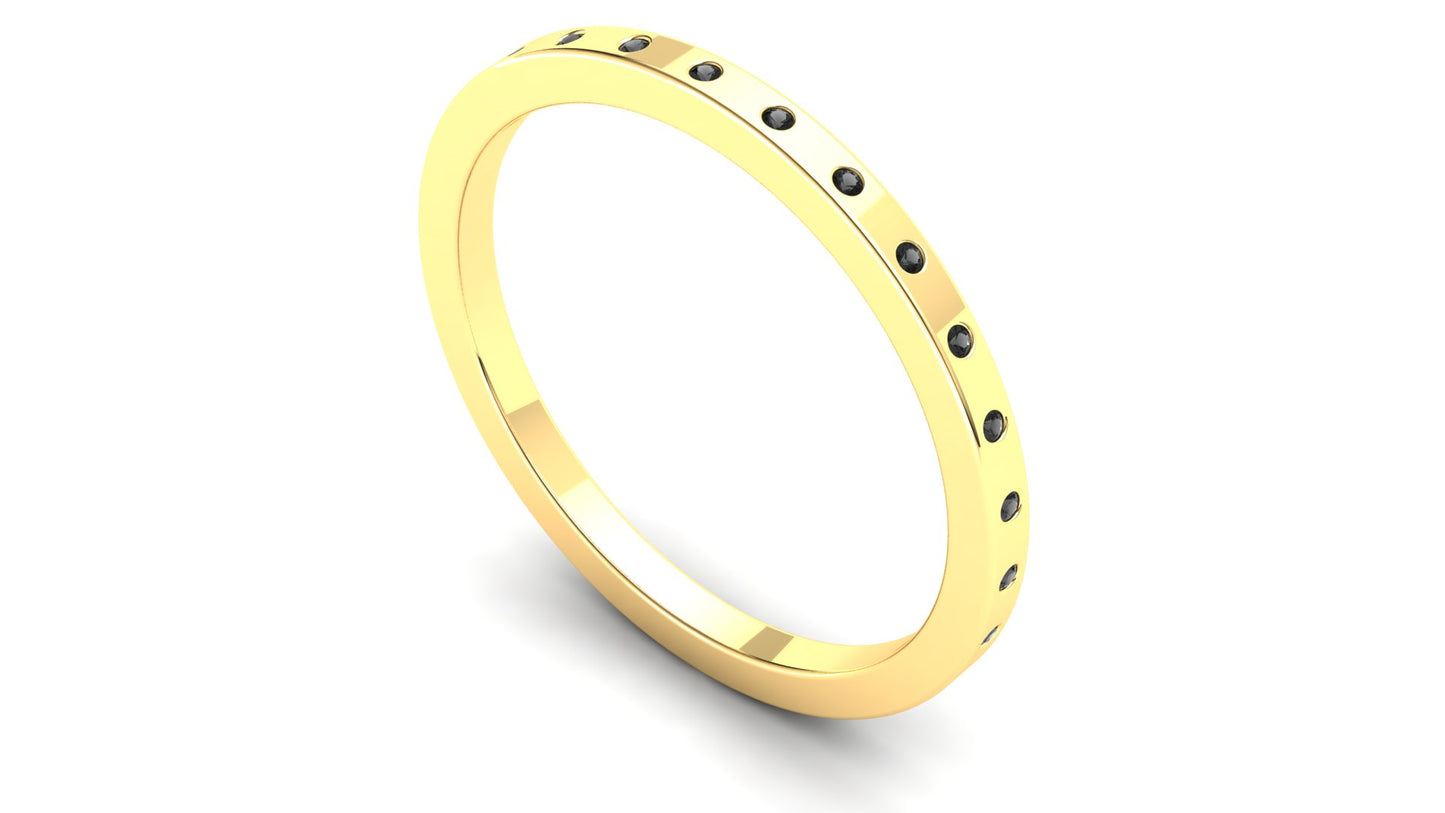 Petunia Eternity Ring: 9ct Yellow Gold with Black Stones