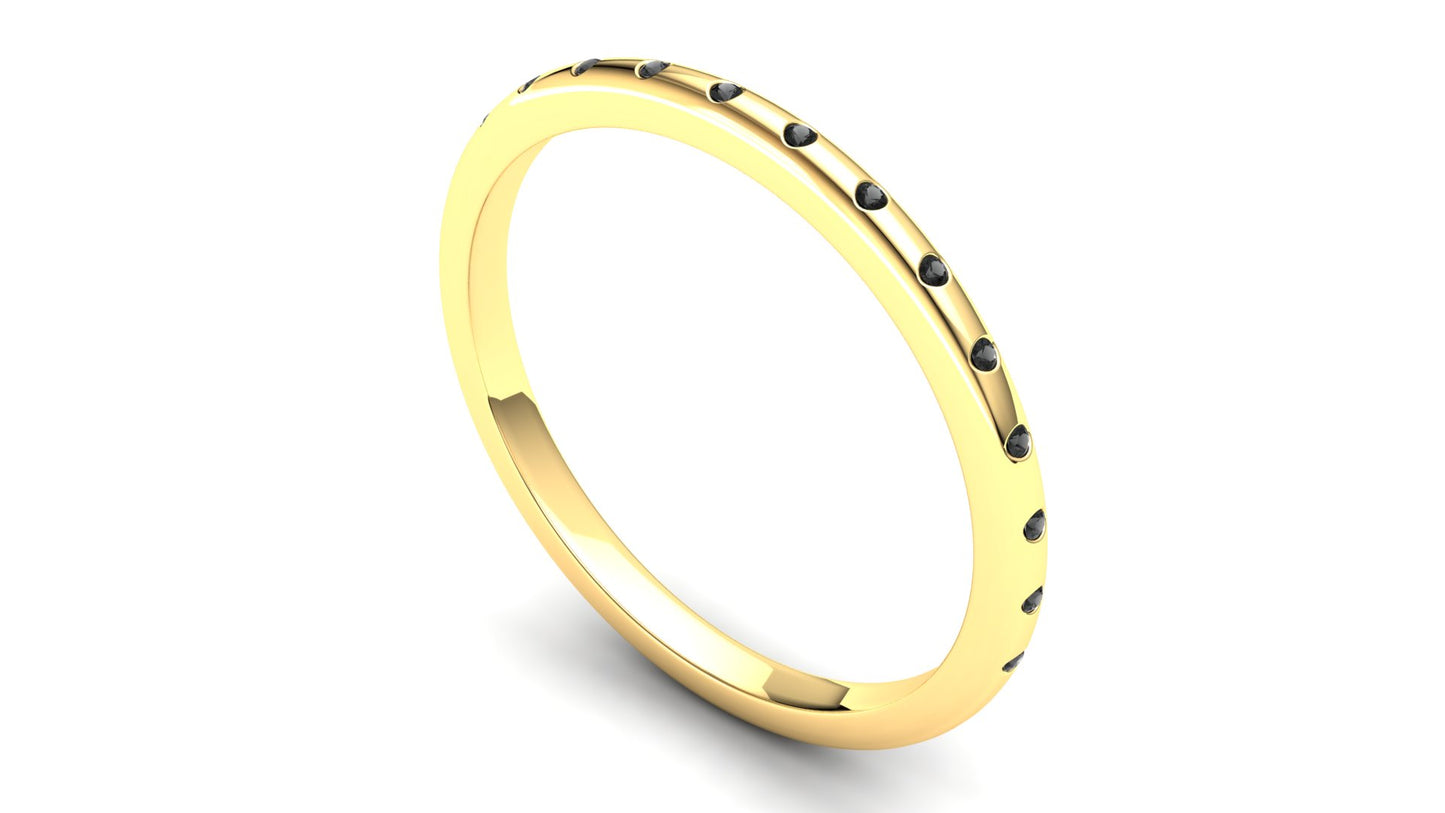 Wisteria Eternity Ring: 9ct Yellow Gold with Black Stones