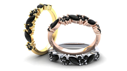 Bluebell Eternity Ring: 9ct Rose Gold with Black Stones