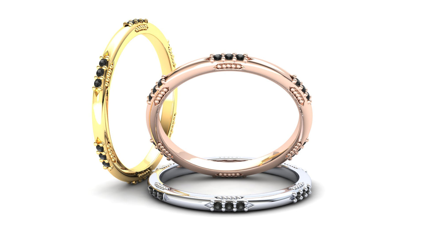 Orchid Eternity Ring: 9ct Rose Gold with Black Stones