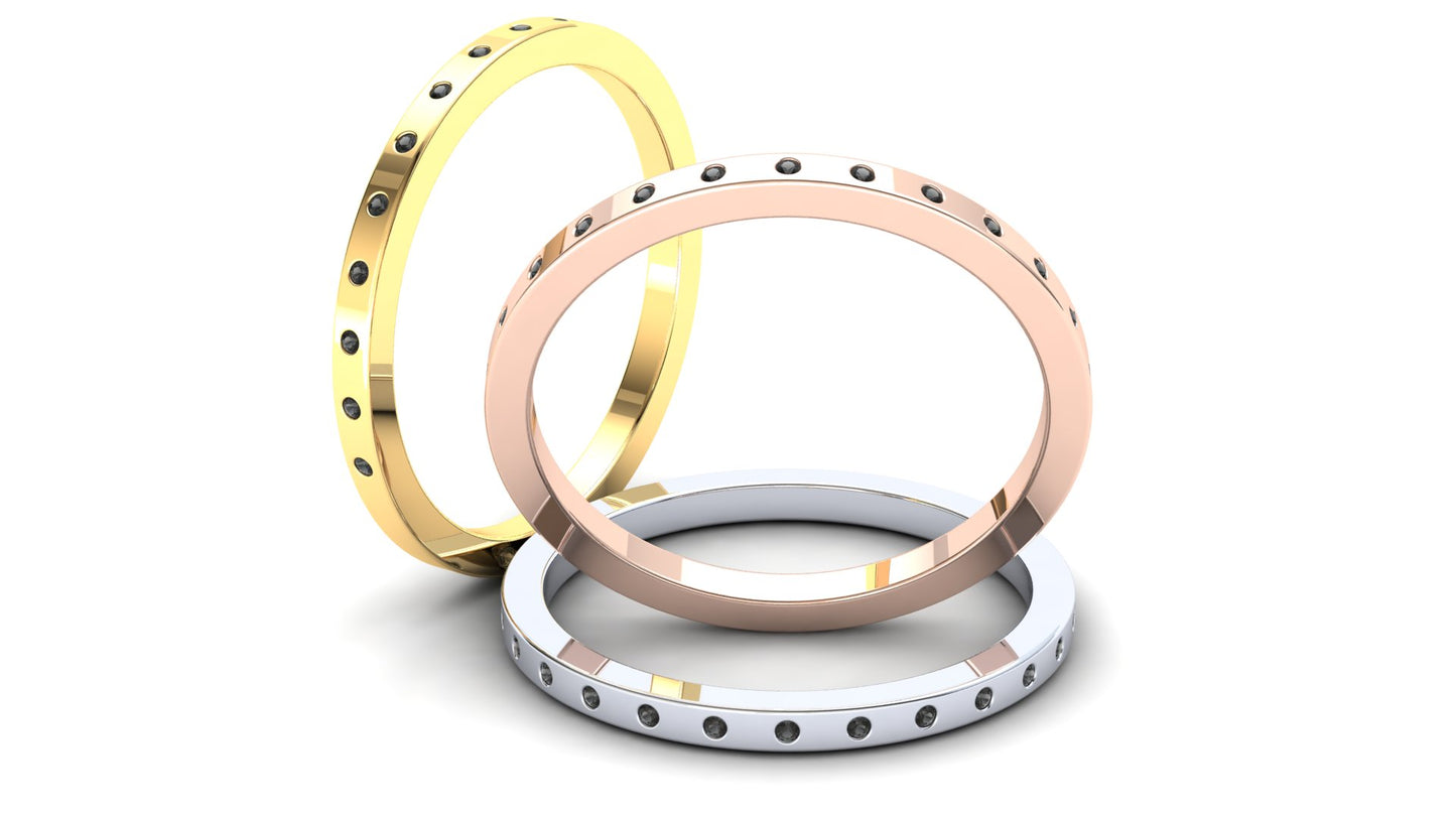 Petunia Eternity Ring: 9ct Yellow Gold with Black Stones