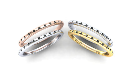 Wisteria Eternity Ring: 9ct Yellow Gold with Black Stones