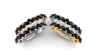 Violet Eternity Ring: 925 Silver with Black Stones