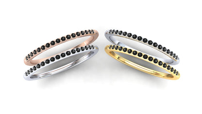 Hazel Eternity Ring: 925 Silver with Black Stones