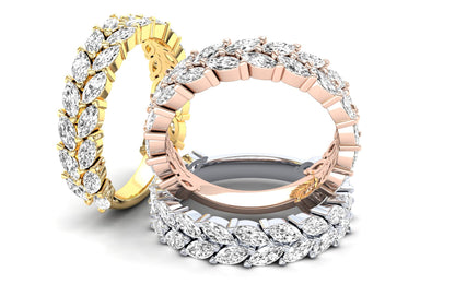 Tulip Eternity Ring: 9ct Yellow Gold with White Stones