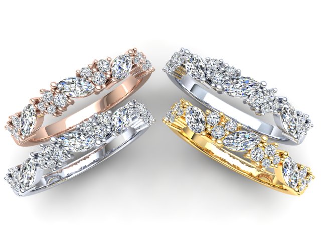 Bluebell Eternity Ring: 9ct Yellow Gold with White Stones