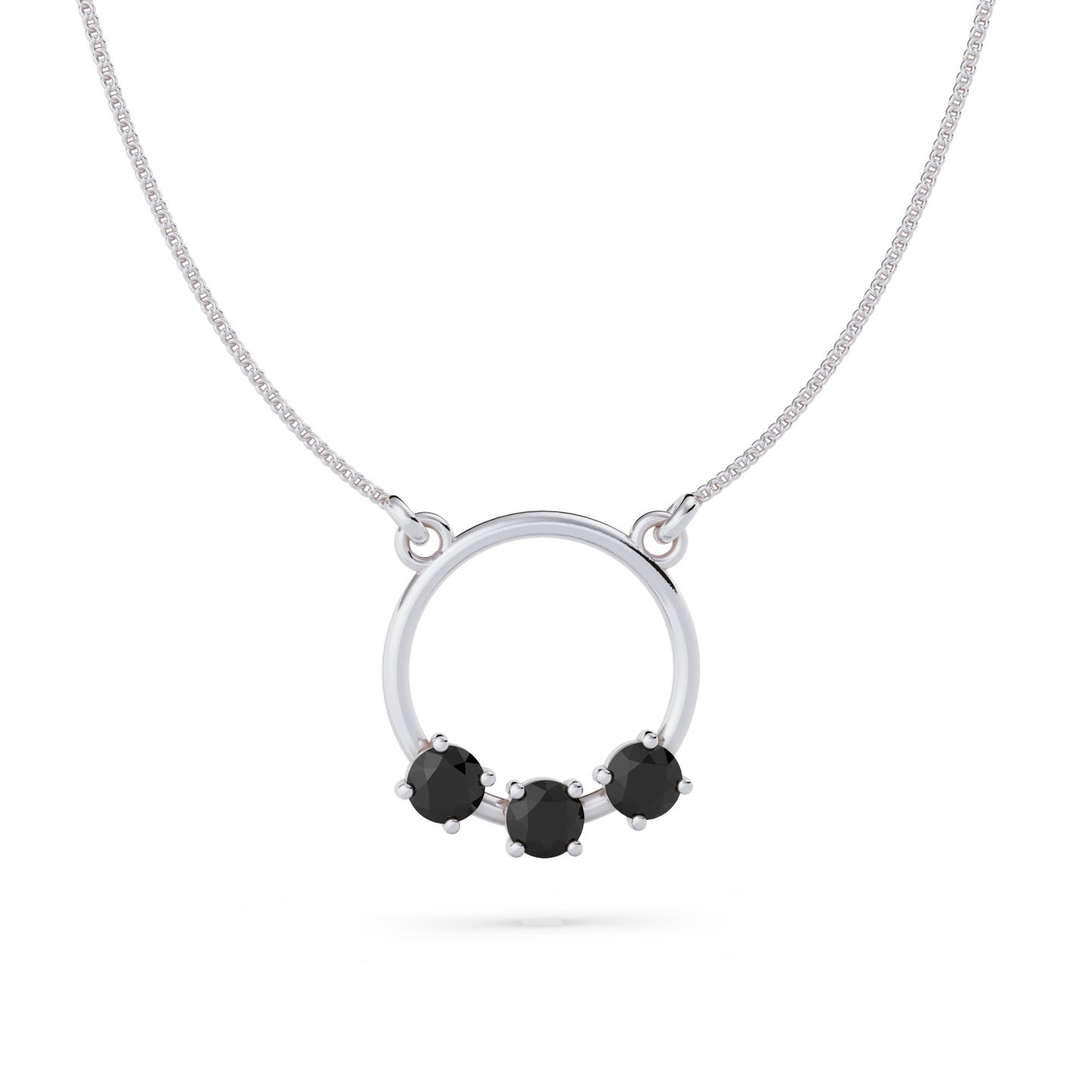 Reverie Necklace: 9ct White Gold with Black Stones