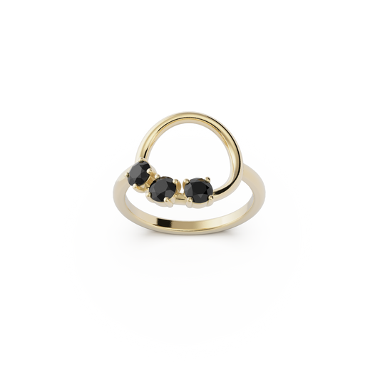 Reverie Ring: 9ct Yellow Gold with Black Stones