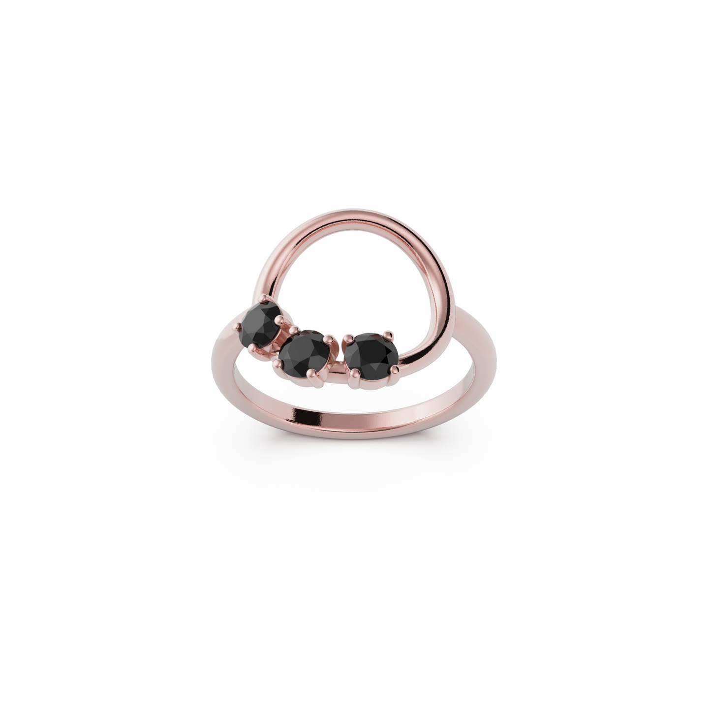 Reverie Ring: 9ct Rose Gold with Black Stones