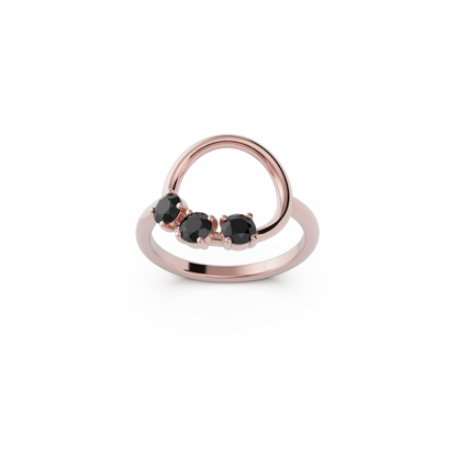 Reverie Ring: 9ct Rose Gold with Black Stones