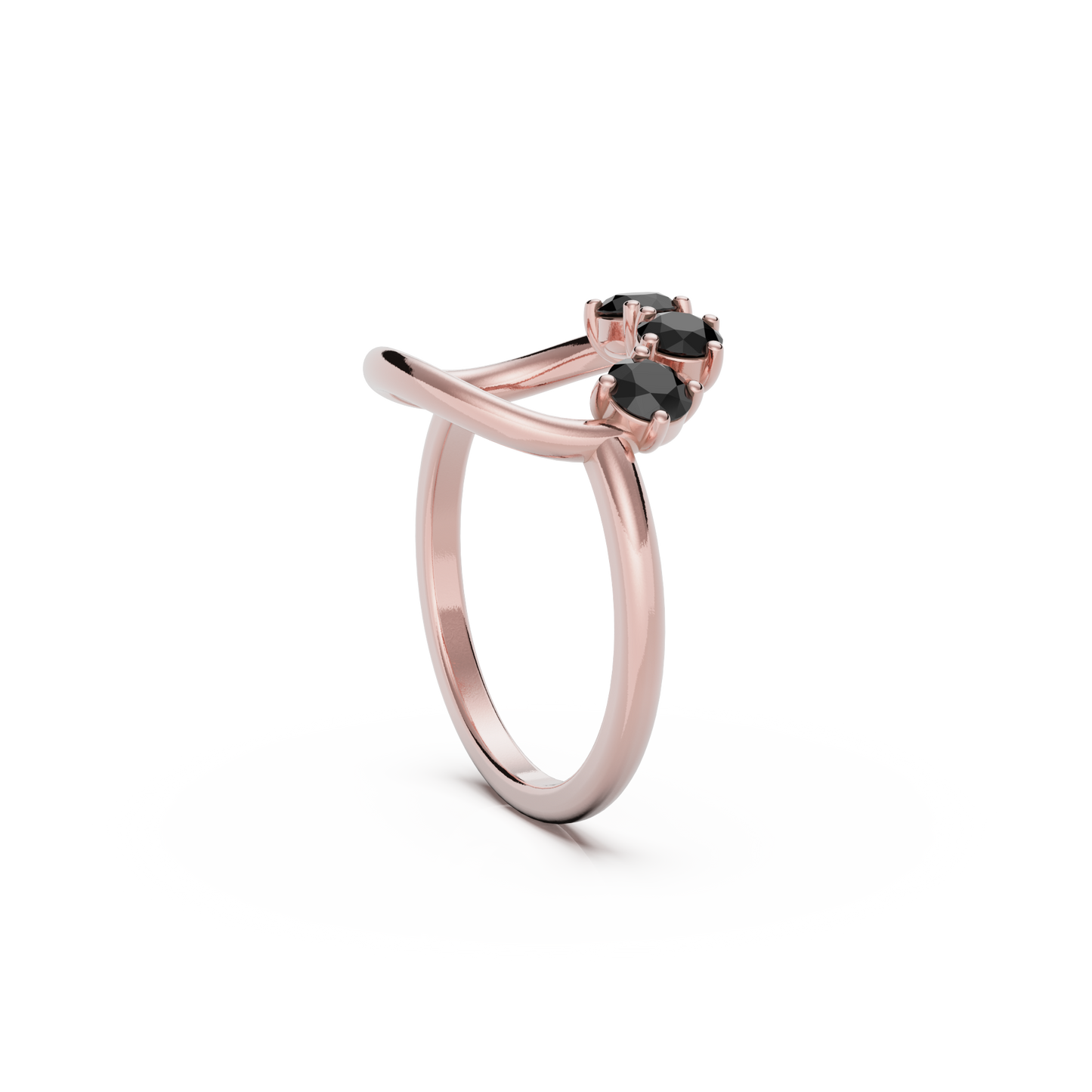 Reverie Ring: 9ct Rose Gold with Black Stones