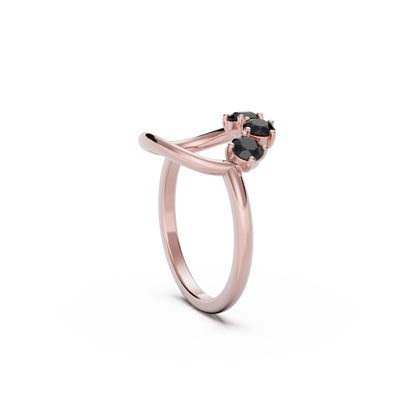 Reverie Ring: 9ct Rose Gold with Black Stones