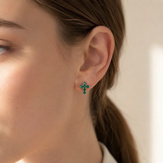 Moissanite Cross Earrings
