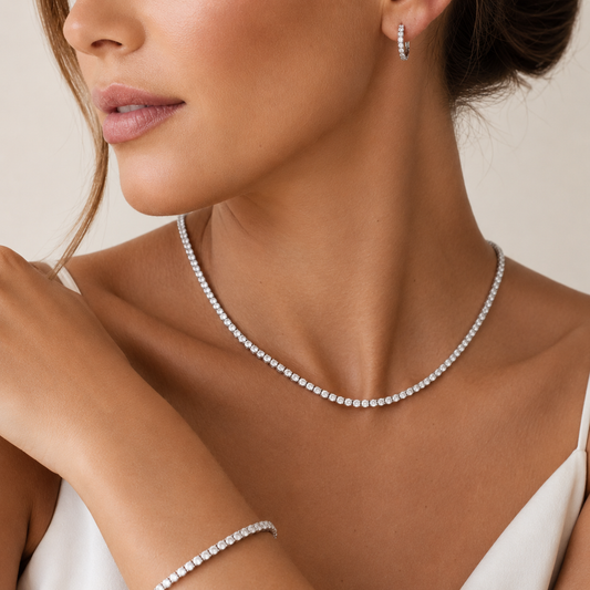 White Moissanite Tennis Necklace