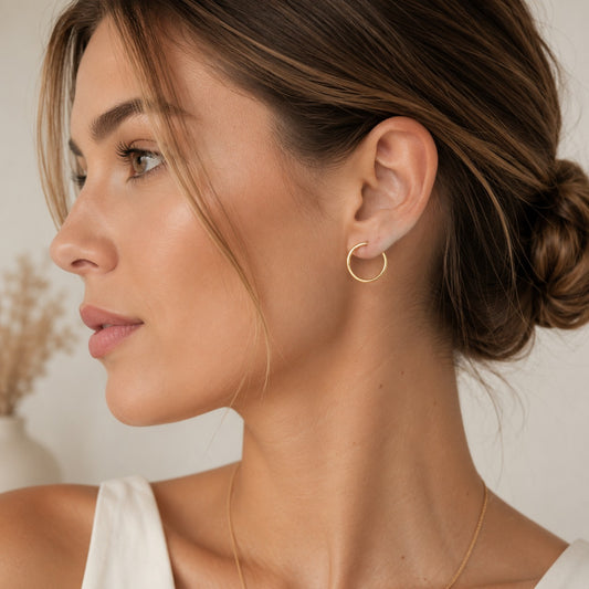 9ct Yellow Gold Sleeper Hoop Earrings