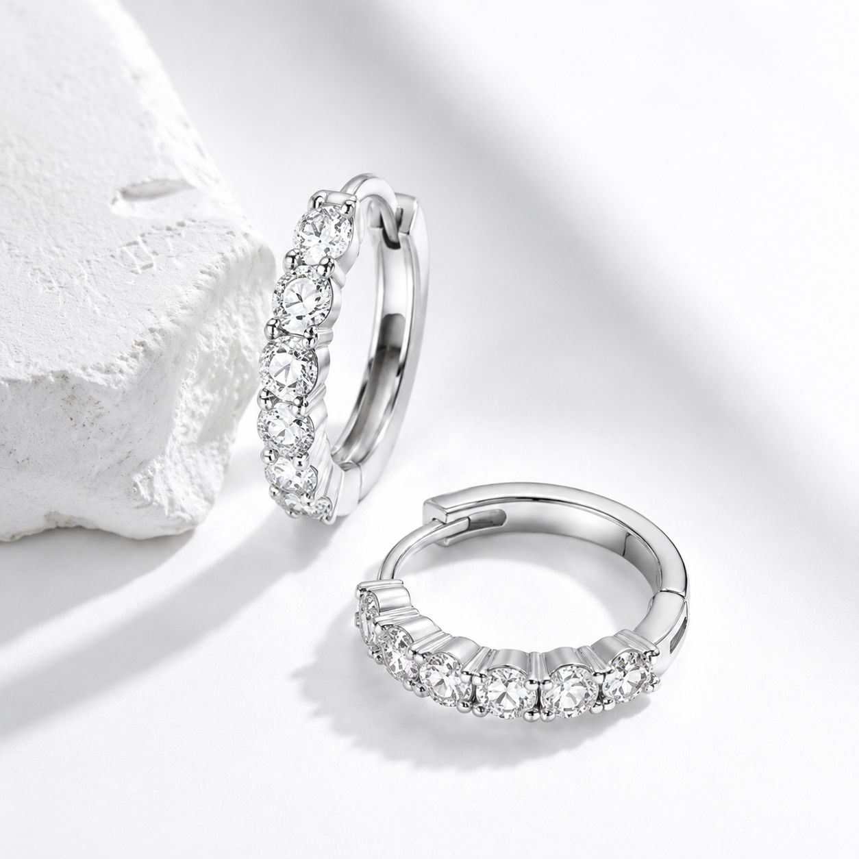 Moissanite Huggie Earrings
