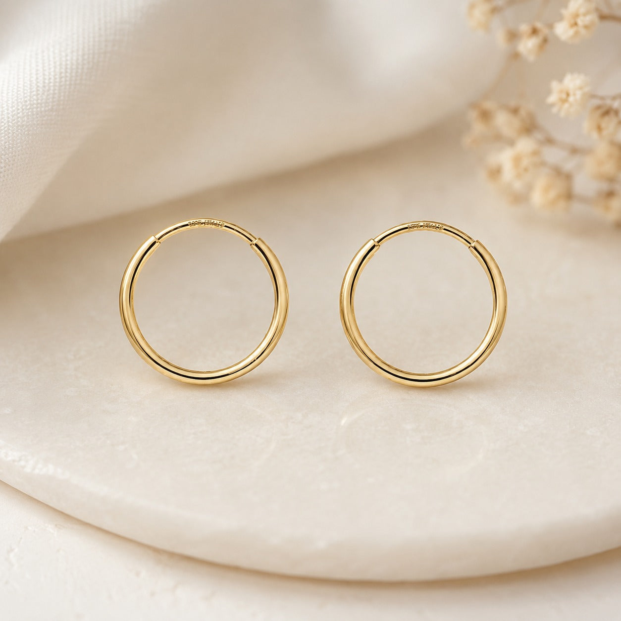 9ct Yellow Gold Sleeper Hoop Earrings