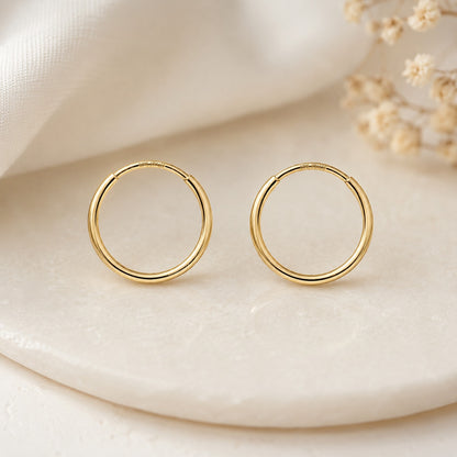 9ct Yellow Gold Sleeper Hoop Earrings